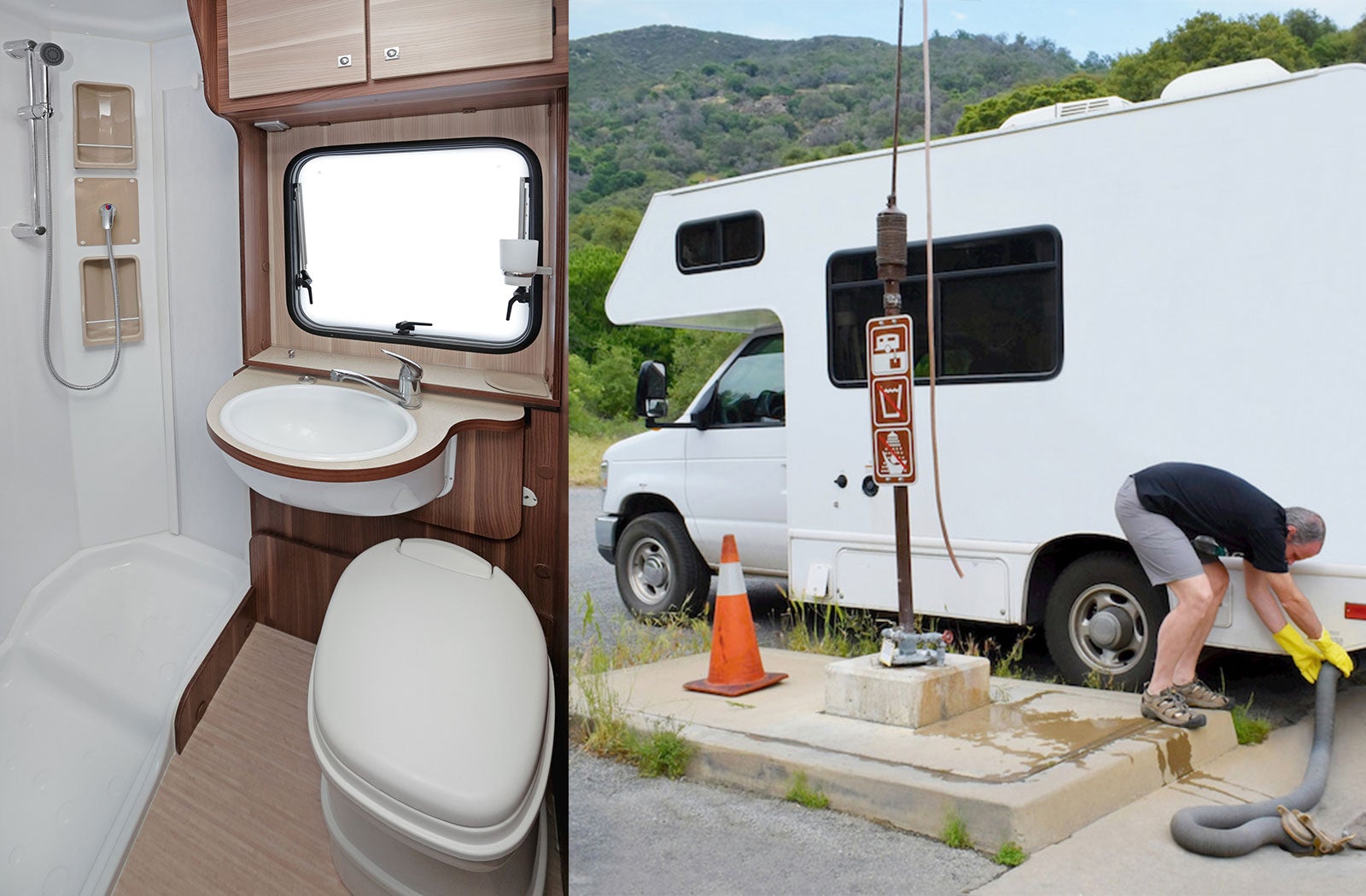 Portable RV/camper toilet and holding tank setup in Banner Elk, North Carolina