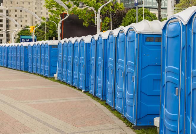 Seasonal porta potty units set up at a Banner Elk, North Carolina venue