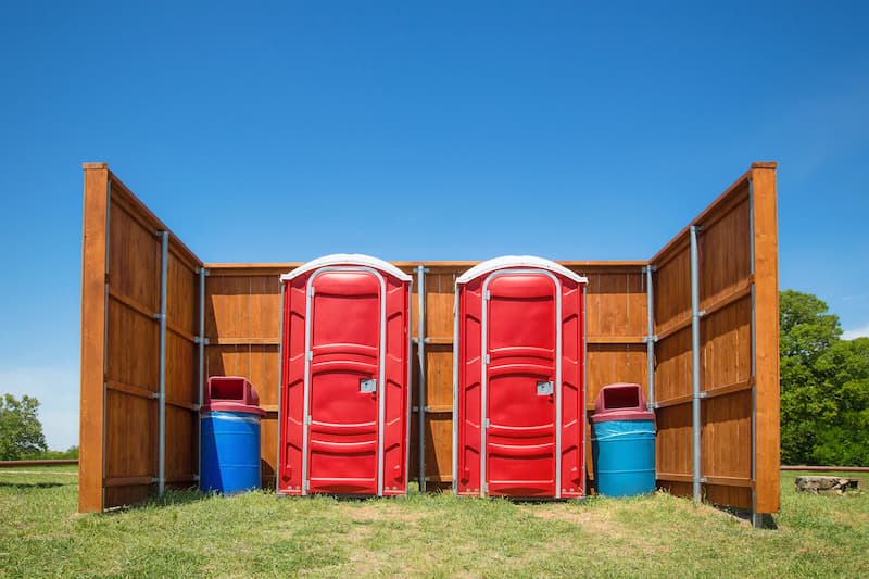 Short-term porta potty units staged for delivery in Banner Elk, North Carolina